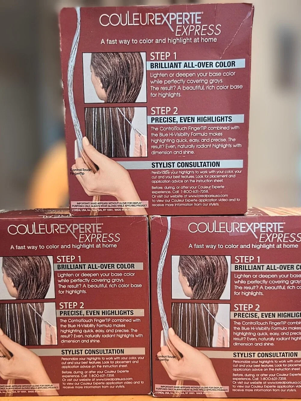 L'Oreal Paris 3 Box Couleur Experte 2-Step Hair Color Highlights Kit Toasted